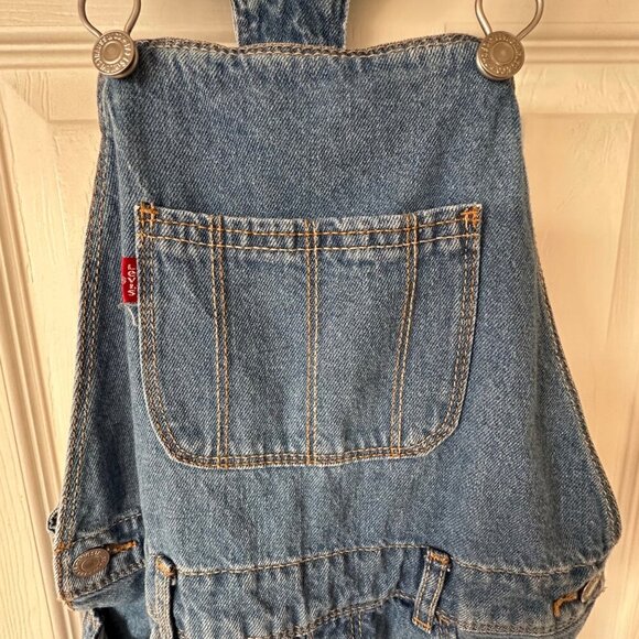 Levi’s Jean Shortalls Girls Size Small 7/8 Medium Wash Western Boho Hippie - Picture 3 of 10